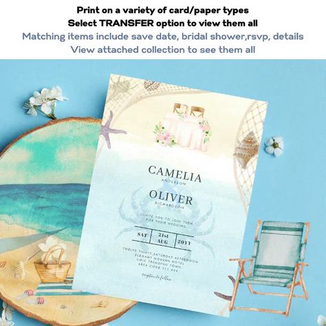 LeahG Beach Coastal Destination Wedding Invitation | Zazzle Wedding Invitation Flyer, Zazzle Wedding Invitations, Destination Wedding Invitation, Congratulations On Your Engagement, Nautical Wedding Theme, Zazzle Wedding, Invitation Flyer, Beach Wedding Invitations, Destination Wedding Invitations