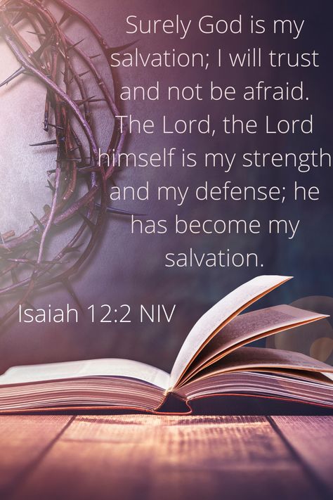 "Surely God is my salvation; I will trust and not be afraid. The Lord, the Lord himself is my strength and my defense; he has become my salvation." ~ Isaiah 12:2 NIV Strength And Courage Quotes Faith, Courage Scripture Quotes, Bible Verse About Strength And Courage, Bible Verses For Strength And Courage, Courage Quotes Bible, Bible Verses Quotes Strength, Courage Scripture, Bible Quotes About Strength, Strength Scripture Quotes