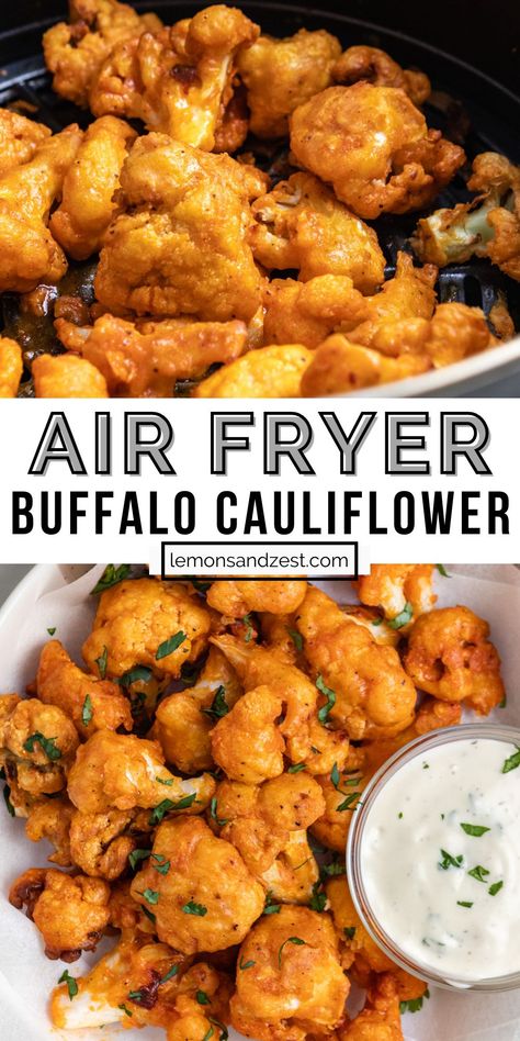 The Best Air Fryer, Buffalo Cauliflower Bites, Best Air Fryer, Buffalo Cauliflower, Cauliflower Bites, Fried Cauliflower, Air Fryer Dinner Recipes, Buffalo Sauce, Favorite Appetizers