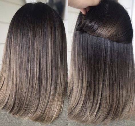 Charcoal Hair, Balayage Straight, Balayage Straight Hair, Brunette Ombre, Brown Hair With Blonde Highlights, Hair Color Light Brown, Brown Hair Balayage, Light Hair Color, Short Hair Balayage