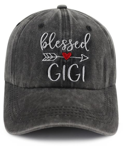 PRICES MAY VARY. 100% Cotton Imported Machine Wash Our Grandma Gifts Baseball Cap for Women is Made of 100 Percent Cotton, Soft, Skin-Friendly, Lightweight and Breathable. Features the Meaningful Saying "Blessed Nana" "Blessed Gigi" With a Heart and Arrow Embroidered on the Front. Gigi Birthday Decorations Mom Hat Built-In Soft Cotton Sweatband Keeps the Sweat Drips from Entering Your Eyes During the Heat of Battle, While 6 Embroidered Eyelets Enhance Breathability. Pre-Curved Visor Protecting Y Gigi Birthday, Gigi Gifts, Blessed Grandma, Baseball Cap For Women, Mom Hat, Gigi Gift, Retirement Gifts For Women, Mom Hats, Baseball Gifts