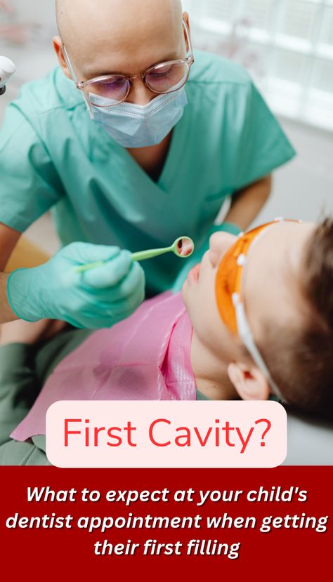 Child getting his first filling at the pediatric dentist Cavity Filling, Kids Dentist, Kids Teeth, Dentist Appointment, Pediatric Dentist, First Tooth, Baby Teeth, Be Ready, Tooth Decay