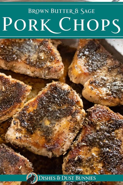 Delicious Pork Chops, Sage Salt, Pan Seared Pork Chops, Pork Meals, Seared Pork Chops, Bacon Potato Salad, Creamy Potato Salad, Chop Recipes, Fried Pork Chops