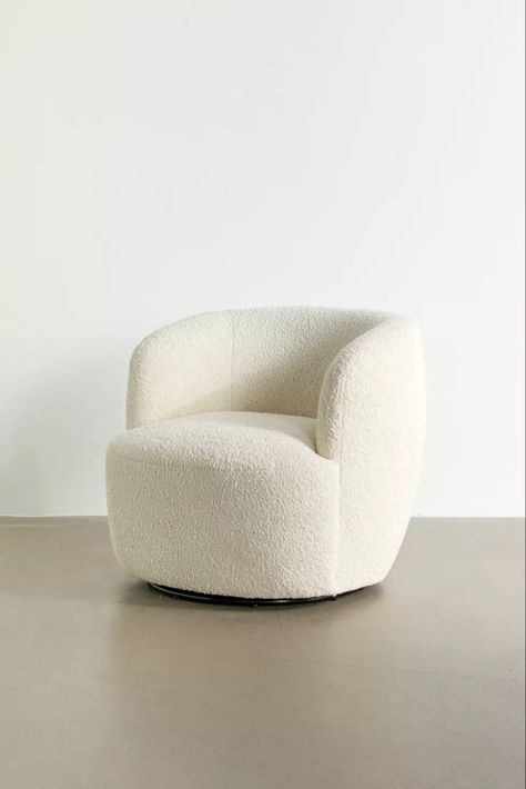 Fuzzy Chair, Boucle Swivel Chair, Urban Outfitters Home, Neutral Furniture, Home Finds, Neutral Home, Neutral Decor, Chic Furniture, Room Aesthetic