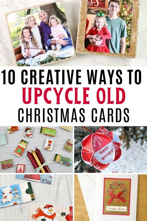 Christmas Cards Crafts, Old Christmas Cards, Upcycle Inspiration, Recycle Christmas Cards, Upcycle Crafts, Christmas Card Pictures, Fun Christmas Cards, Family Projects, Old Greeting Cards