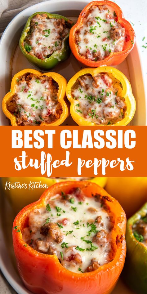 Classic Stuffed Peppers Recipe, Classic Stuffed Peppers, Brazilian Samba, Stuffed Pepper, Makanan Diet, Health Dinner, Health Dinner Recipes, Beef Recipes Easy, Peppers Recipes