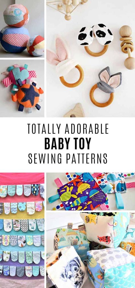 Adorable Baby Toy Sewing Patterns that Make Thoughtful Baby Shower Gift Ideas Outdoor Baby Toys, Organize Baby Toys, Cleaning Baby Toys, Modern Baby Toys, Toy Sewing Patterns, Homemade Baby Toys, Natural Baby Toys, Baby Toy Storage, Wood Baby Toys