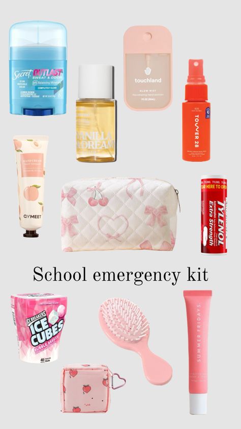 Emergency Kit Essentials, Preppy School Bag, School Emergency Kit, Preppy Essentials, School Bag Essentials, School Kit, Emergency Bag, Dance Bag, Ice Breakers