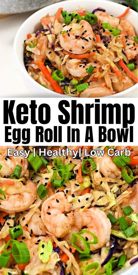 Keto Shrimp Egg Roll In A Bowl #ketoshrimpeggrollinabowl #shrimpeggrollinabowl Keto Egg Roll, Shrimp Egg Rolls, Keto Shrimp Recipes, Keto Shrimp, Eggroll In A Bowl, Egg Roll In A Bowl, Pork And Cabbage, Keto Diet Breakfast, Chinese Takeout