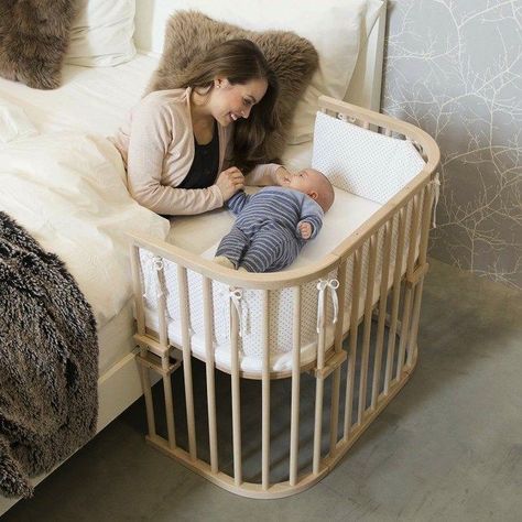 Baby Cribs For Twins, Baby Bedside Sleeper, Newborn Baby Bedding, Baby Crib Diy, Bedside Crib, Side Bed, Baby Room Inspiration, Nursery Room Inspiration, Photoshoot Idea