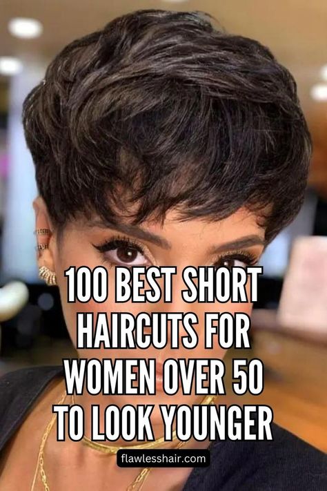 Short Haircut For Women Over 50 With Thick Hair Corte Short Bob, Trendy Bun, Elegant Short Hairstyles, Elegant Short Hair, Pixie Haircut Fine Hair, Hairstyle Short, Haircuts For Women Over 50, Pixie Haircut For Thick Hair, Short Hairstyles For Thick Hair