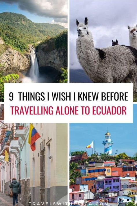 Are you planning a trip to Ecuador? Click through to learn everything you need to know about backpacking in Ecuador alone. This complete guide includes everything I wish I knew before backpacking Ecuador alone including safety tips, money tips, transportation tips, and what you should and shouldn't miss out on when in Ecuador. I bust some of the most common Ecuador travel myth, so you can plan the perfect solo trip to Ecuador! via @Travels with Erica Equador Travel, Travel Ecuador, South America Travel Itinerary, Backpacking South America, Bolivia Travel, South America Destinations, Ecuador Travel, Chile Travel, Solo Trip