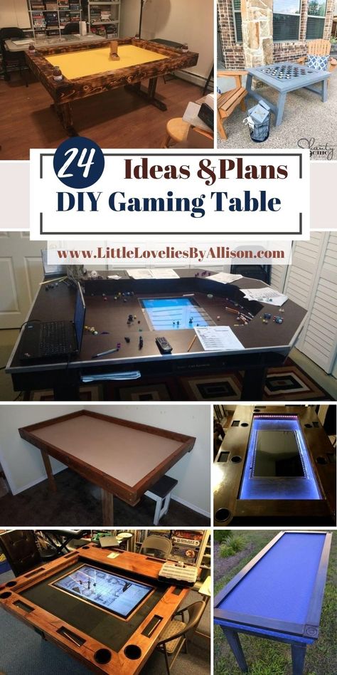 Table Top Game Table, Game Coffee Table Diy, Diy Home Games, Diy Gaming Table Plans, D&d Table Gaming, Tabletop Gaming Table, Gaming Dining Table, D&d Gaming Table, Diy Game Table Ideas