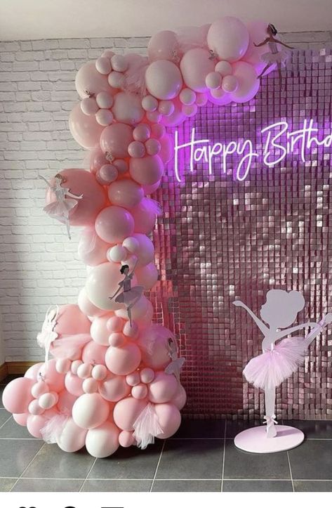 Ballet Balloon Garland, Ballerina Themed Birthday Party Backdrop, Ballet Themed Birthday Party, Ballerina Backdrop, Dance Birthday Cake, Ballerina Birthday Party Decorations, Ballerina Birthday Cake, Ballet Decor, Dance Party Birthday