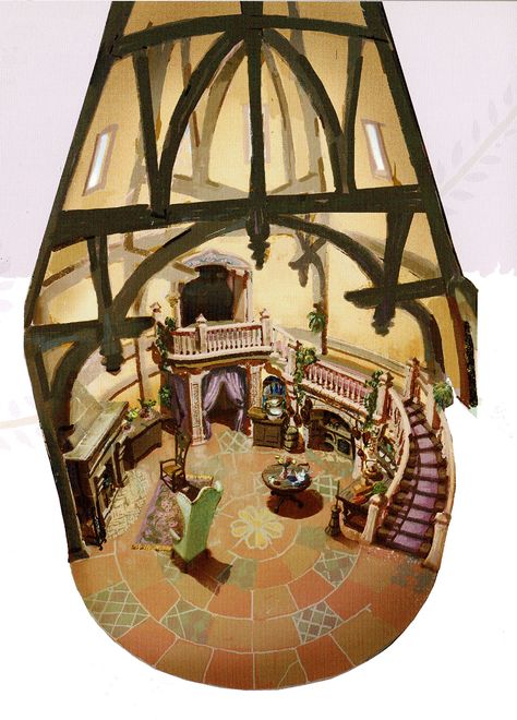 Rapunzel Room, Rapunzel Castle, Tangled Tower, Rapunzel Tower, Bg Design, Casas The Sims 4, Disney Rapunzel, Disney Concept Art, Disney Tangled