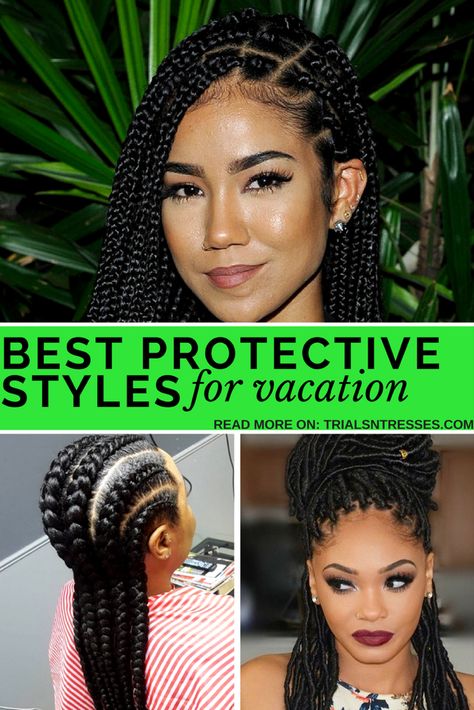 Best Protective Styles For Vacation - Trials N Tresses Protective Style For Vacation, African American Vacation Hairstyles, Black Hairstyles For Vacation, Protective Styles For The Beach, Protective Vacation Hairstyles, Travel Hairstyles For Black Women, Vacation Hairstyles For Black Women The Beach, Vacation Braids The Beach, Vacation Protective Styles