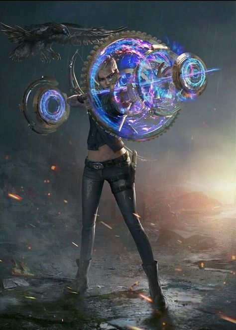 Chiron's Celestial String. Artifact: A bow comprised of an overlapping array of rings and gears. The bow connects to the user's psyche and aims at the desired target. So long as the target is within view of the bow, no distance is too long. 다크 판타지, Cyberpunk Art, Arte Fantasy, Futurism, Cyberpunk 2077, 판타지 아트, Fantasy Inspiration, 영감을 주는 캐릭터, Sci Fi Art