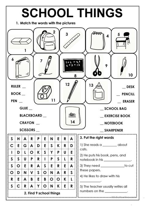 Classroom Things Worksheet, Things In Classroom Worksheet, Things In The Classroom Worksheet, My Classroom Worksheets, School Things Worksheet, School Objects Worksheet, Classroom Worksheet, School Objects, Classroom Objects