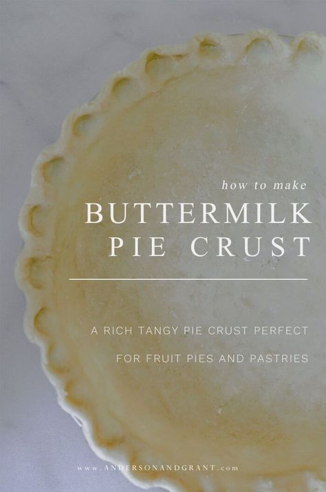 You will love this no-fail tangy alternative to a traditional homemade pie crust - This Buttermilk Pie Crust Recipe is perfect for fruit and custard pies and pastries! #piecrustrecipes #buttermilkpiecrust #usesforbuttermilk Buttermilk Pie Crust, Butter Crust Recipe, Easy Pie Dough, Pie Crust Recipe Easy, Easy Pie Crust, Buttermilk Pie, Pie Crust Dough, Pie Crust Recipe, Buttermilk Recipes