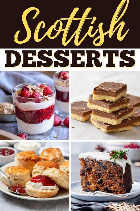 From crunchy, buttery shortbread to soft, airy scones, Scottish desserts never fail to wow. Take a virtual trip to Scotland with these easy, traditional recipes! Scottish Puddings, Clootie Dumpling, Scottish Desserts, Scotland Food, Scottish Christmas, English Desserts, Scottish Dishes, Desserts Around The World, Welsh Recipes