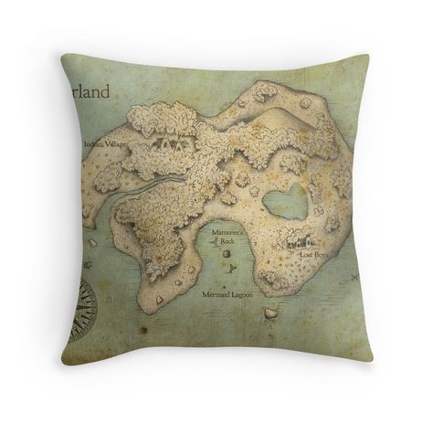 Neverland Map pillow Peter Pan Bedroom, Neverland Map, Neverland Nursery, Woodland Room, Peter Pan Neverland, Peter Pan Nursery, Disney Rooms, Baby Mine, Disney Home