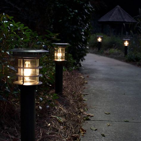 Gama Sonic Solar Bollard Lights GSG2-127EZ Walkway Lighting, Solar Spot Lights, Pathway Landscaping, Outdoor Path, Patio Lights, Solar Pathway Lights, Lighting Tips, Outdoor Path Lighting, House Outdoor