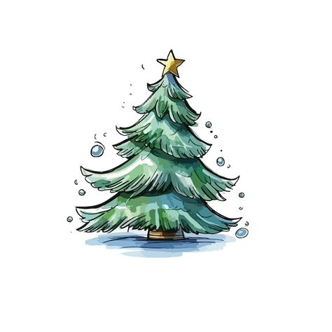 Christmas Decor Drawing Simple, Christmas Theme Drawings, Aesthetic Christmas Tree Drawing, X Mas Tree Drawing, Doodle Noel, Christmas Illustration Drawing, Christmas Tree Simple Drawing, Christmas Drawings Aesthetic, Xmas Tree Drawing Simple