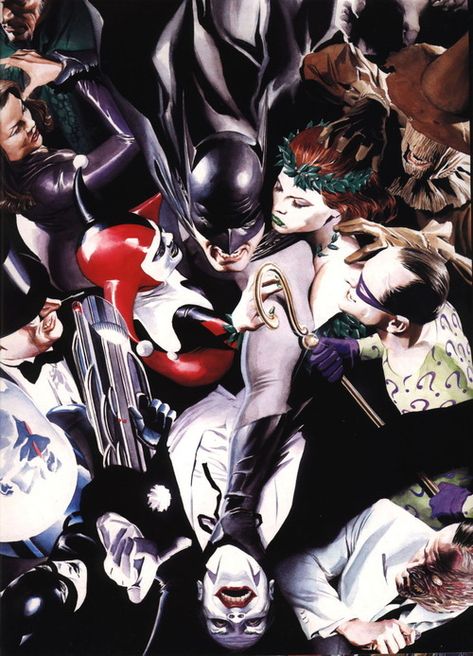 Batman and his Villains by Alex Ross Robert Sammelin, Batman Villians, Art Dc Comics, Batman Characters, Comic Illustrations, Batman Villains, Bob Kane, Univers Dc, Alex Ross