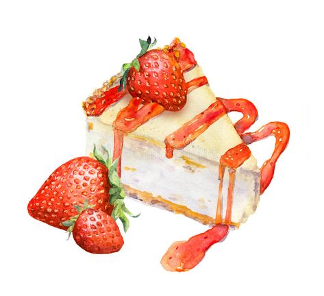 Cheesecake with strawberry and jam. Watercolor. Cheesecake with strawberry berri #Sponsored , #SPONSORED, #advertisement, #strawberry, #Watercolor, #jam, #Cheesecake Jam Watercolor, Food Doodle, Dessert Drawing, Watercolor Kitchen, Desserts Drawing, Strawberry Watercolor, Stickers Food, Cake With Strawberry, Cake Strawberry