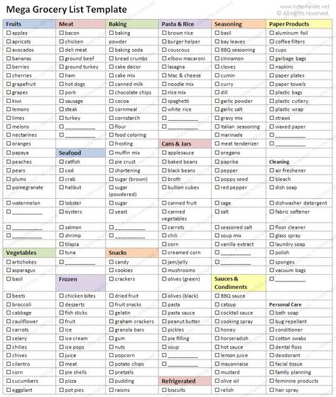 Grocery Checklist Template, Lunch Grocery List, Grocery Shopping List Template, Printable Grocery List Template, Master Grocery List, Grocery Checklist, Shopping List Template, Meal Planning Menus, Grocery List Template