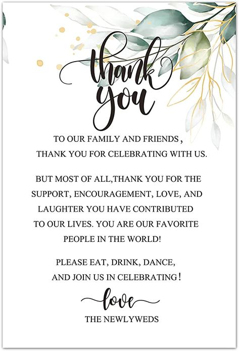 Thank You Speech Wedding, Greenery Wedding Reception, Wedding Wishes Messages, Engagement Party Table, Wedding Thank You Cards Wording, Wedding Decorations For Reception, Decorations For Reception, Wedding Welcome Letters, Thank You Card Wording