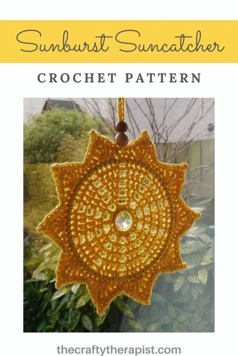 Awesome Crochet Projects, Quick Crochet Gifts Last Minute, Sun And Moon Crochet Pattern, Bohemian Crochet Patterns Free, Free Witchy Crochet Patterns, Crochet Home Decor Boho, Sun Crochet Pattern Free, Witchy Crochet Ideas, Crochet Suncatcher