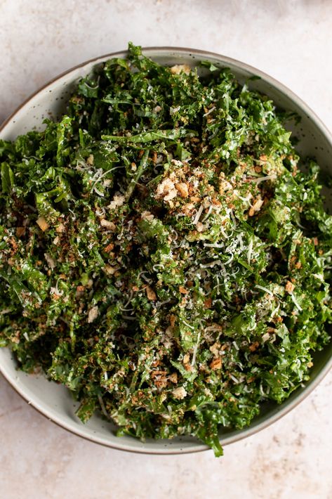 Parmesan Kale Salad, Crunchy Kale Salad, Lemon Kale Salad, Lemon Kale, Crunchy Kale, Kale Recipe, Parmesan Salad, Red Cabbage Salad, Kale Salad Recipes