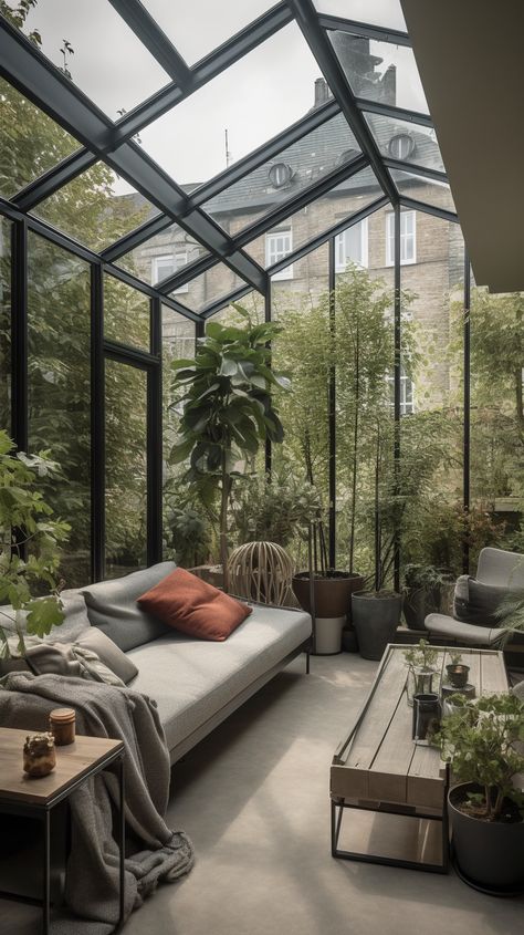 Earthy Interior, Arsitektur Art Deco, Small Sunroom, Sunroom Designs, Backyard Greenhouse, Patio Inspiration, تصميم للمنزل العصري, Casa Patio, Modern Eclectic