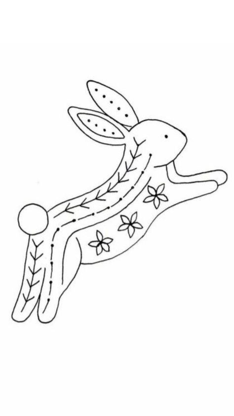 Geometric Embroidery Designs, Punched Tin Patterns, Rabbit Applique, Hand Embroidery Patterns Free, Bunny Embroidery, Metal Embossing, Easter Embroidery, Geometric Embroidery, Felt Embroidery