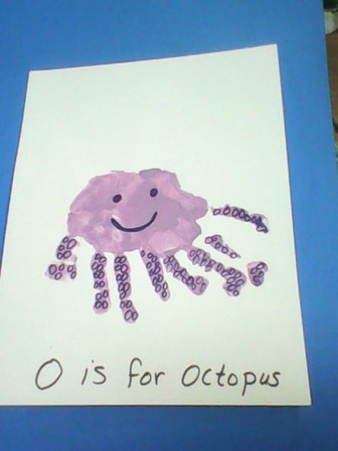 Letter O Crafts For Preschoolers Octopus, O Is For Octopus Craft, Octopus Handprint Craft, O Is For Ocean, Playschool Activities, O Is For Octopus, Ocean Activities Preschool, Octopus Craft, Infant Crafts