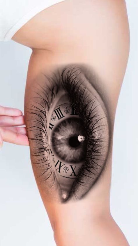 Eye Realistic, Reflection Tattoo, Temp Fade Haircut, Realistic Eye Tattoo, Trash Polka Tattoo Designs, Eyeball Tattoo, Triangle Eye, Eyes Tattoo, Choose Her