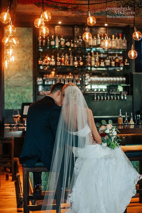 Bride And Groom At Bar, Pub Wedding Photos, Bride And Groom Bar Photos, Wedding Bar Photoshoot, Hotel Lobby Wedding Photos, Hotel Wedding Photography, Bar Wedding Photos, Driskill Hotel Wedding, Cooper Wedding