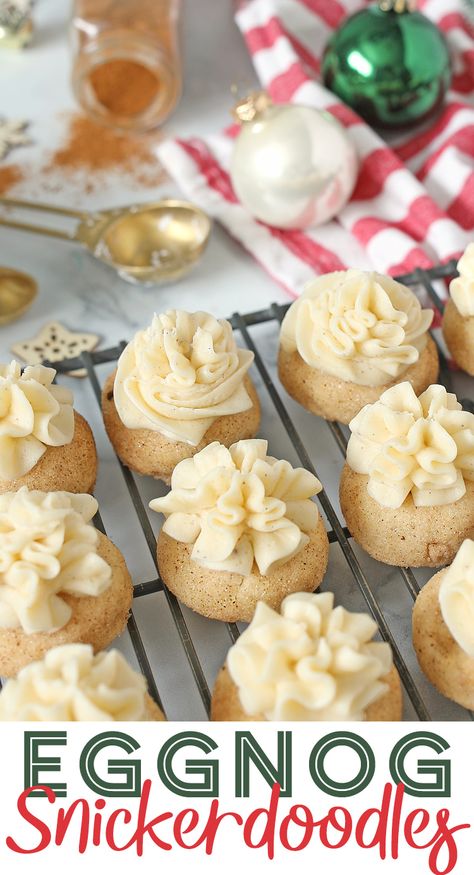 Eggnog Thumbprint Cookies, Eggnog Snickerdoodles, Eggnog Buttercream, Egg Nog Cookies Recipe, Soft Snickerdoodle Cookies, Eggnog Dessert, Eggnog Cookies, Classic Cookies Recipes, Bon Apetit