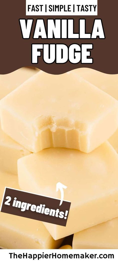 This easy vanilla fudge recipe is your go-to treat when you need a little sweetness in your life. A creamy, dreamy delight perfect for satisfying those dessert cravings or for gifting, made with just 2 ingredients and your microwave. Microwave Vanilla Fudge, 5 Min Fudge Recipes, Microwave Fudge Recipes Easy, White Fudge Recipe Easy, Jetpuffedmarshmallowsfudge Recipe, Evaporated Milk Recipes Dessert Easy, Fudge In Microwave, Microwave Candy Recipes, Easy Vanilla Fudge Recipe