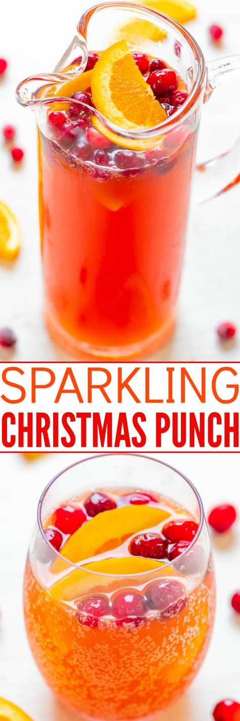 Sparkling Christmas Punch - Averie Cooks Easy Christmas Punch, Non Alcoholic Christmas Punch, Festive Punch, Christmas Morning Punch, Homemade Baileys Irish Cream, Brunch Punch, Christmas Punch Recipes, Averie Cooks, Sparkling Christmas