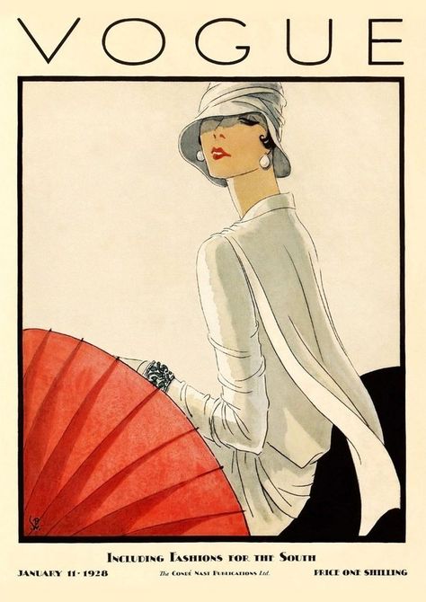 Vogue January 11th 1928 Girly Posters, Vogue Poster, Vogue Illustrations, Foto Muro Collage, Vintage Vogue Covers, Poster Art Deco, Vogue Vintage, Vogue Magazine Covers, Deco Fashion