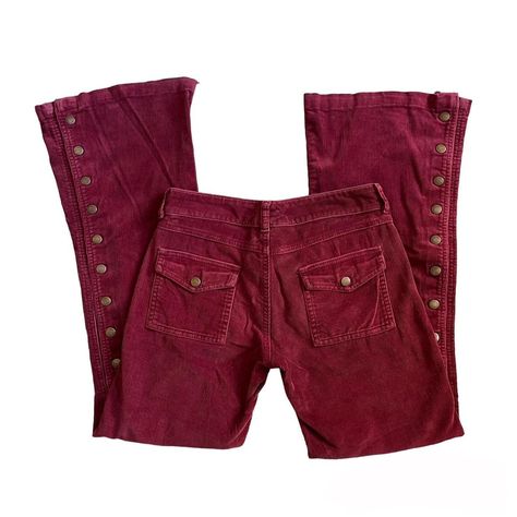 really amazing retro dark red corduroy flared jeans,... - Depop Red Flare, Fits Inspo, Concert Fits, Flared Jeans, Flare Pants, Fitness Inspo, Dark Red, Flare Jeans, Concert