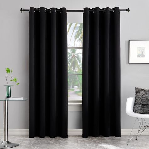 Black Curtains Living Room, Contemporary Windows, Light Blocking Curtains, Black Living Room, Long Curtains, Insulated Curtains, Drape Panel, Red Curtains, Bedroom Black