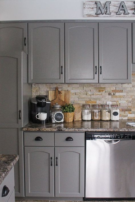 Farmhouse Kitchen Backsplash Ideas, Modern Farmhouse Kitchen Cabinets, Rustic Farmhouse Kitchen Cabinets, Farmhouse Kitchen Backsplash, Herringbone Backsplash, Gray Cabinets, Farmhouse Kitchen Cabinets, Rustic Farmhouse Kitchen, New Kitchen Cabinets