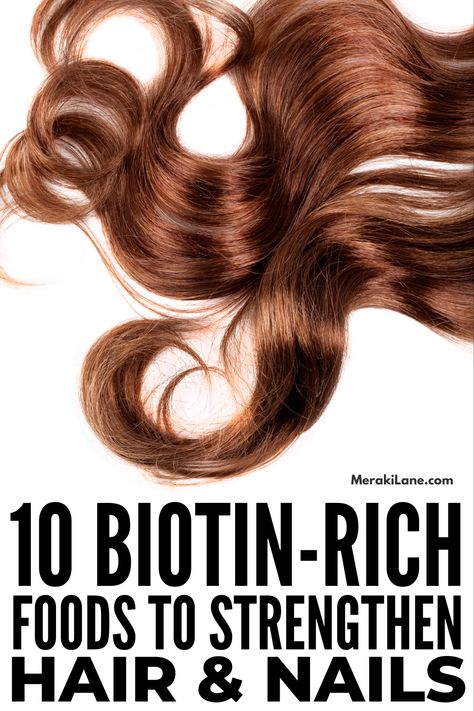 10 Biotin Rich Foods for Health Hair, Skin & Nails | Could a biotin deficiency be what's causing your brittle hair, weak nails, and adult acne? In this post, we share the signs of a biotin deficiency and the best biotin rich foods for hair growth, strong nails, and glowing, moisturized skin. Get biotin from more than just your shampoo by adding these foods high in biotin to your favorite meals and recipes! Nail and hair growth has never been easier - or tastier! Foods For Healthy Hair, Foods For Hair Growth, Biotin Rich Foods, Foods For Hair, How To Help Nausea, Health Hair, Moisturized Skin, Weak Nails, Scaly Skin