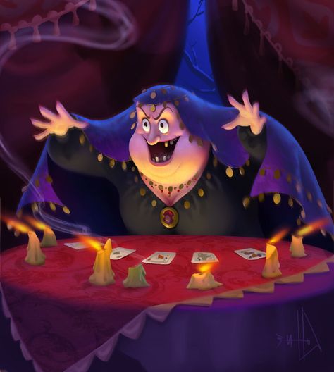 ArtStation - Fortune teller, Inna Stefanova Fortune Teller Concept Art, Fortune Teller Character Design, Fortune Teller Drawing, Fortune Teller Character, Fortune Teller Illustration, Circus Fortune Teller, Fortune Illustration, Fortune Teller Art, Fortune Teller Game