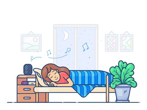 Sleep book outlane outline room moon sleeping night work bed after effects vector character icon girl woman illustration motion animation sleep Womens Illustration, Sleeping Gif, Illustration Night, Animation Stop Motion, Outline Illustration, Peace Illustration, Sleep Music, Girl Sleeping, Motion Design Animation