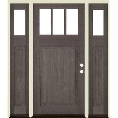 UberDoors Douglas Fir 3-LIte 1 Panel V-Grooved Front Entry Door is made with quality and beauty at every step. This classic farmhouse style is constructed with high strength Douglas Fir wood for lasting performance and comes with matching sidelight. Customize your door by selecting from our different sizes and stain options to make it your own masterpiece. Finish: Gray, Door Orientation: Left Hand Craftsman Style Front Doors, Exterior Doors With Sidelights, Prehung Exterior Door, Entry Door With Sidelights, Douglas Fir Wood, Craftsman Door, Wood Exterior Door, Gorgeous Doors, Double Front Doors