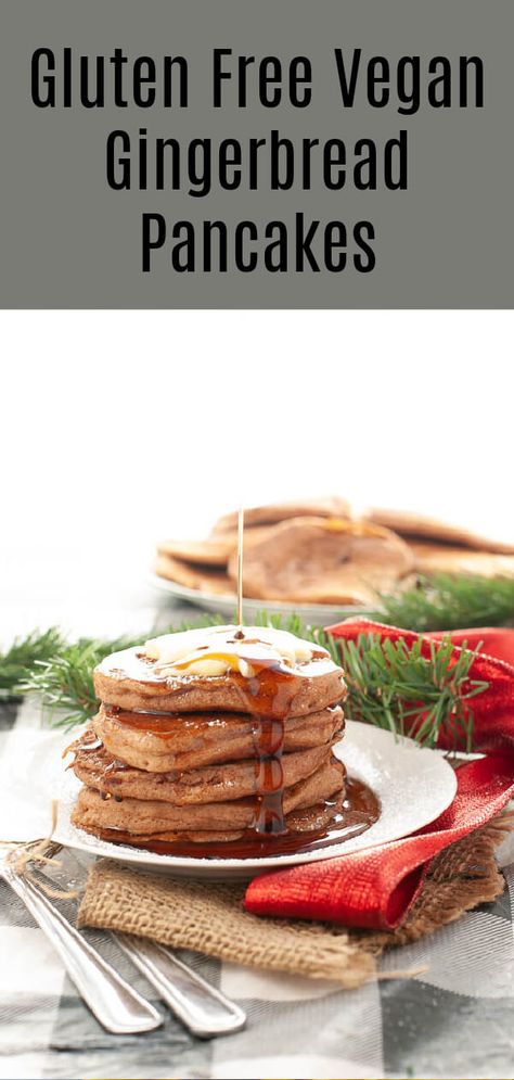 Gluten Free Vegan Gingerbread Pancakes (Top 8 free, too!) | Allergy Awesomeness Sugar Free Eggnog, Dairy Free Gingerbread, Christmas Breakfasts, Eggnog Pancakes, Vegan Brunch Recipes, Gingerbread Pancakes, Bright Morning, Plant Based Recipes Breakfast, Vegan Gingerbread